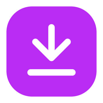 Purple Download Arrow Icon Flat Design Isolated
