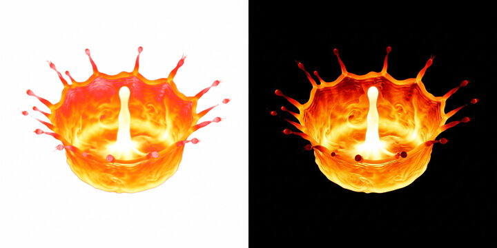 Molten splash crown rebounding design isolated on transparent background