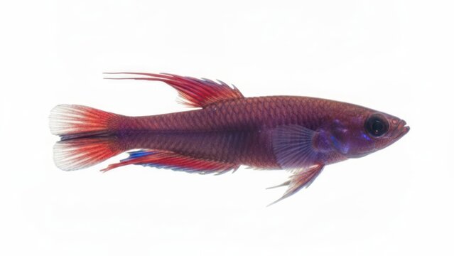 Purple Rainbowfish or Killifish Isolated on Plain White Background