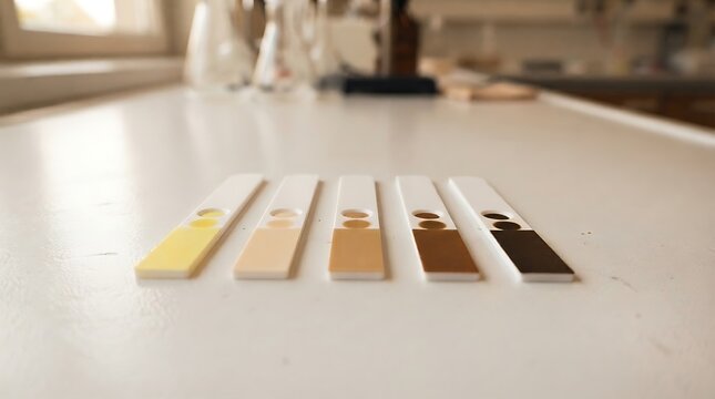 Autoclave sterilization indicator strips showing color change for medical equipment safety