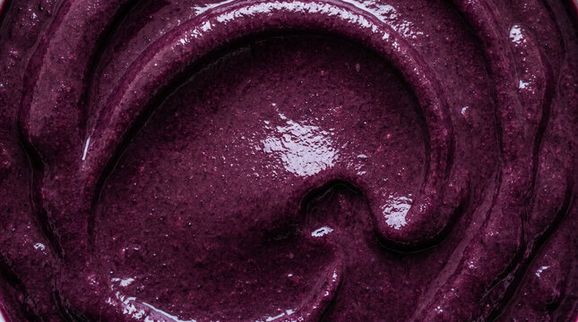 Acai Berry Puree Texture Close Up View for Healthy Smoothie Bowl Background