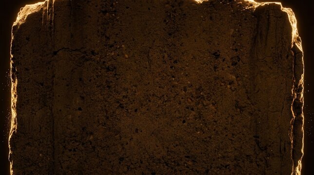 Ancient Stone Tablet with Faint Inscriptions Illuminated by Dramatic Light.