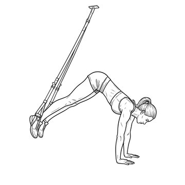 Woman doing TRX pike push-up for suspension training blogs and websites