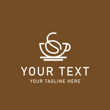 Modern coffee cup logo template with monogram letters S and D. Minimalist vector design icon for cafe, bakery, or restaurant brand identity.