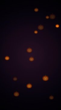 Spooky Halloween glowing pumpkin faces vertical seamless loop