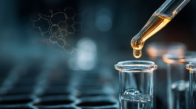 Scientific laboratory experiment with chemical sample in test tube