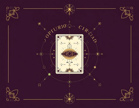 Mystical occult tarot card with eye symbol