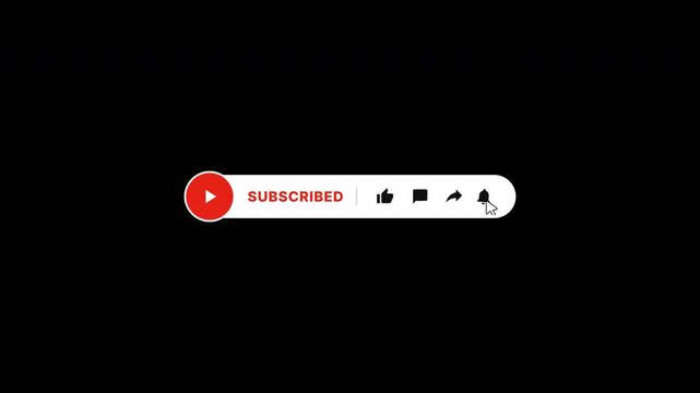Subscribe button animation, social media subscribe like share comment, red play icon