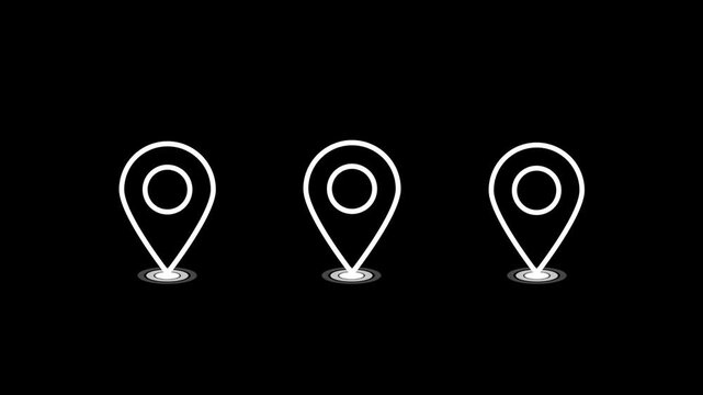 Map Pointer Location Icon Vector Illustration Animation, Minimal Navigation Symbol, 4K Stock Video Footage 4K