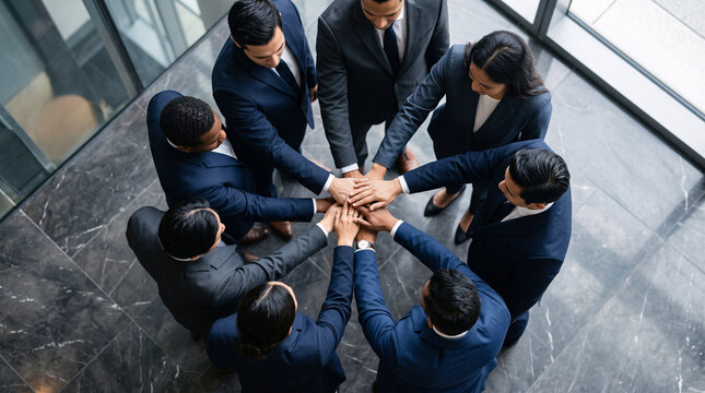&Eacute;quipe professionnelle unissant ses mains pour symboliser la coop&eacute;ration