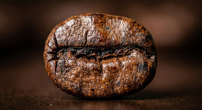 Close-up macro shot of roasted coffee bean