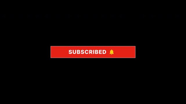 Red subscribed button lower third animation, social media notification bell, video overlay element