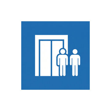 Elevator sign with people icon for building navigation and public facility wayfinding