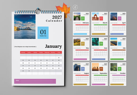 2027 Photo Wall Calendar Template Yearly Planner