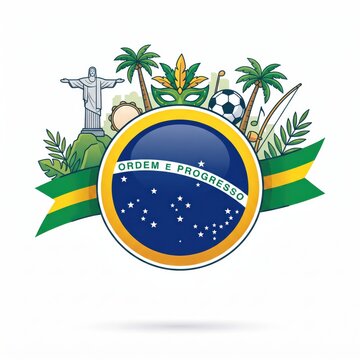 Brazil independence day background with iconic elements.