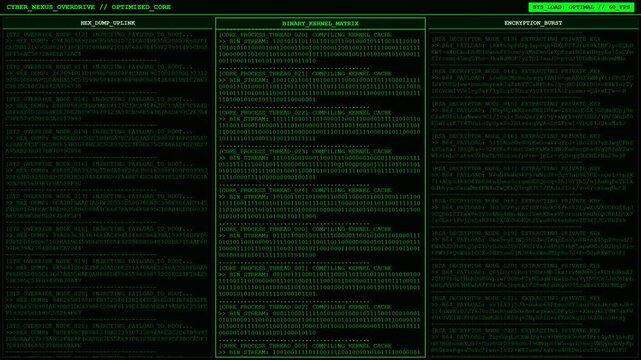 Cyber Nexus Overdrive Optimized Core Hacker Terminal Screen Animation.