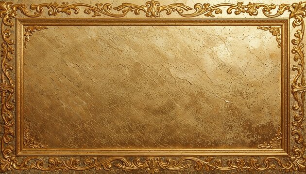 Ornate gold picture frame with textured vintage background for luxury art display