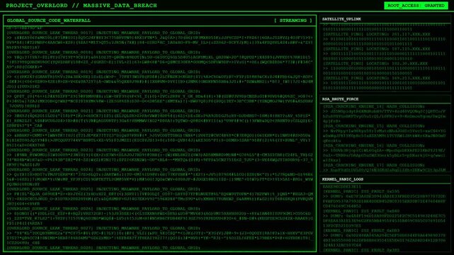 Project Overlord Massive Data Breach Hacker Terminal Screen Animation.