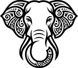 Obraz premium Elephant head illustration decorated with intricate tribal ornamental patterns