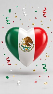 Mexico flag shape with confetti for mexico independence day celebration.