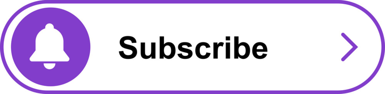 Subscribe Button with Purple Bell Icon and Rounded Outline, Isolated on Transparent Background PNG