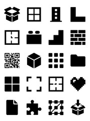 Fototapeta premium Building Blocks And Digital Interface Icons Collection