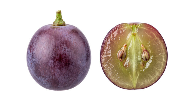 Fresh Whole and Sliced Grape Fruit Isolated PNG Transparent Background