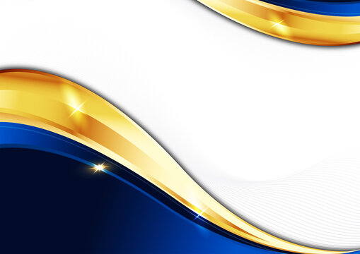 abstract golden corporate certificate background with a formal navy and gold wave template