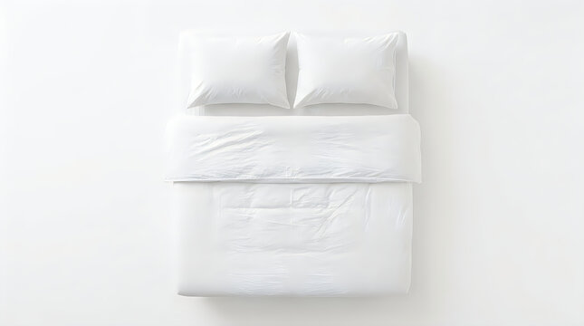 Minimalist White Bedding On Wall, Flat Lay Linens, Cotton Texture, Bedroom Interior Concept, Clean Minimalist Design