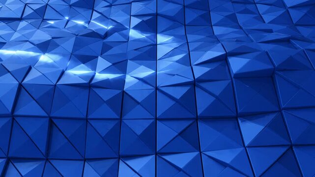 Abstract Blue Geometric Background Undulating Surface, Light Reflection Texture, Captivating Pattern, Dynamic Shapes, Depth, Visual Interest, Futuristic Technology, Digital Art Surface, 3D