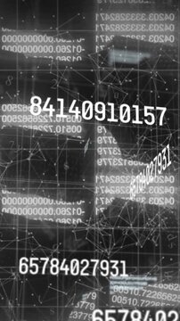 Animation of network of connections and numbers changing over online security chains