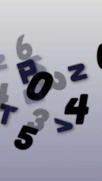 Digital animation of multiple changing numbers and alphabets floating against blue background