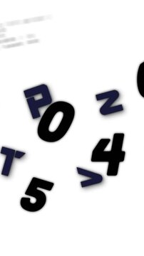 Animated numbers and letters illustrate data processing in an educational context.