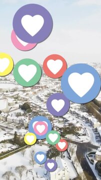 Flying heart icons 4k
