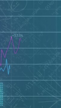 Animation of lines and statistics recording over mathematical equations