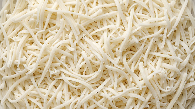 Shredded Mozzarella Cheese Texture Close Up Background for Cooking