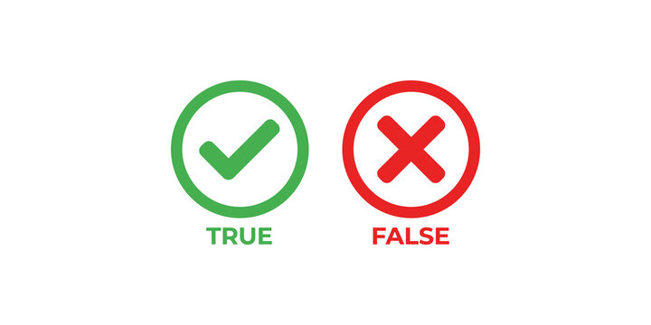 True and false circular checkmark and cross symbols for user interface design.