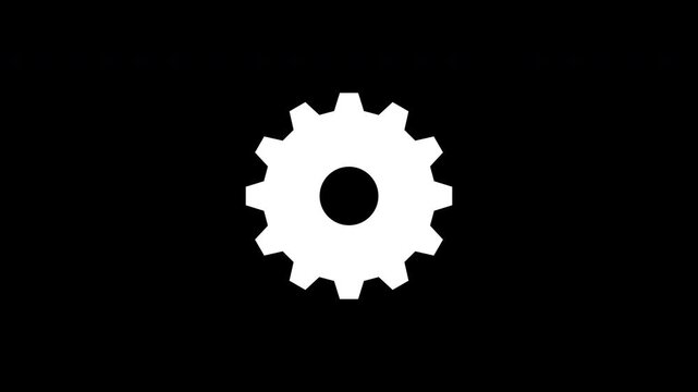 Single gear cog rotating animation white on transparent background 4K
