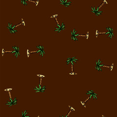 Fototapeta premium seamless pattern silhouette palm coconut cartoon. branch foliage, vacation graphic, botany green silhouette palm coconut sign vector