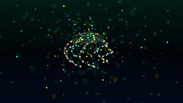 Brain Computer Interface BCI Chip with Flexible Neural Threads 4K Motion Background