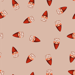 Fototapeta premium seamless pattern fantasy garden gnome cartoon. fantasy garden gnome sign vector