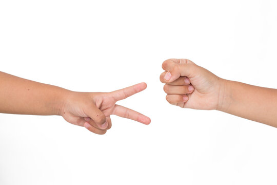 Hands Playing Rock Paper Scissors Game