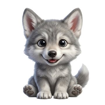 Cute baby wolf cartoon animal style