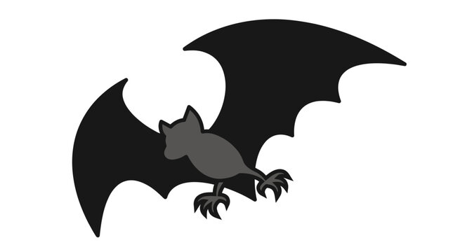 Flying Bat Silhouette Featuring Wide Outstretched Wings and Sharp Claws Design Concept for Halloween Graphic Art Projects