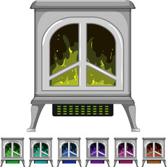 Fototapeta premium flame fireplace cartoon. flame fireplace sign colorful illustration