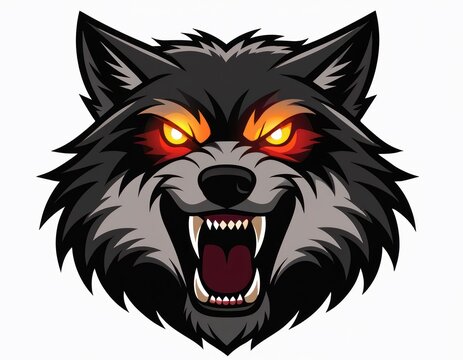 Angry wolf head