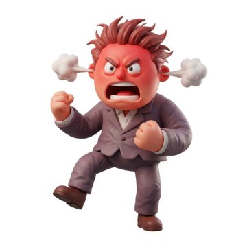 Frustrated Businessman Cartoon Character with Angry Expression and Fist Clenched