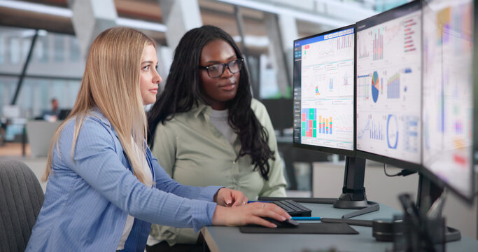 Young Woman Studies Business Dashboard