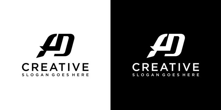 AD or DA initial letter logo design vector template
