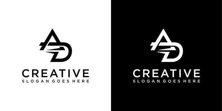 AD or DA initial letter logo design vector template